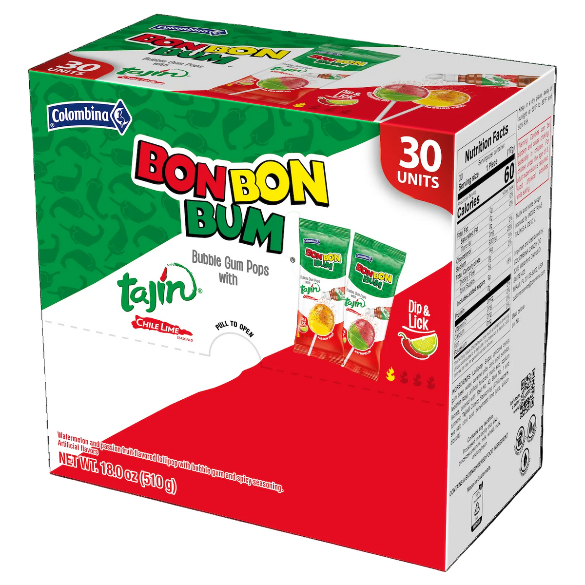 Bon Bon Bum with Tajín Chile Lime 30 pack – Colombina