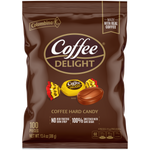 Load image into Gallery viewer, Front view package of Coffee Delight hard candy made with real coffee. Rich, creamy flavor that melts slowly. 100 individually wrapped pieces. 


