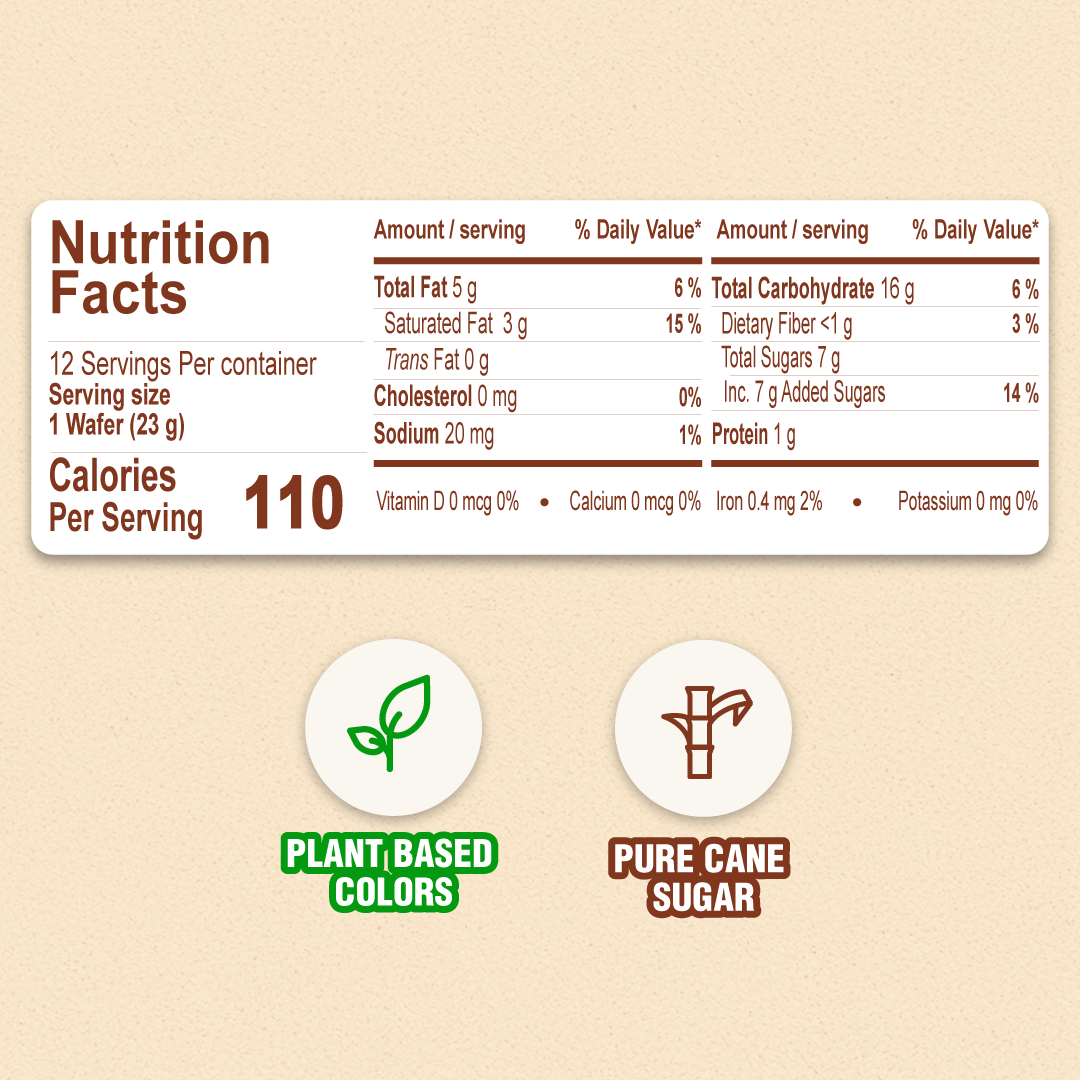 Nutrition facts label of MaxCoco Wafer Bridge by Colombina. Always check the product packaging for the most accurate and up-to-date ingredient, allergen, and nutrition details. 