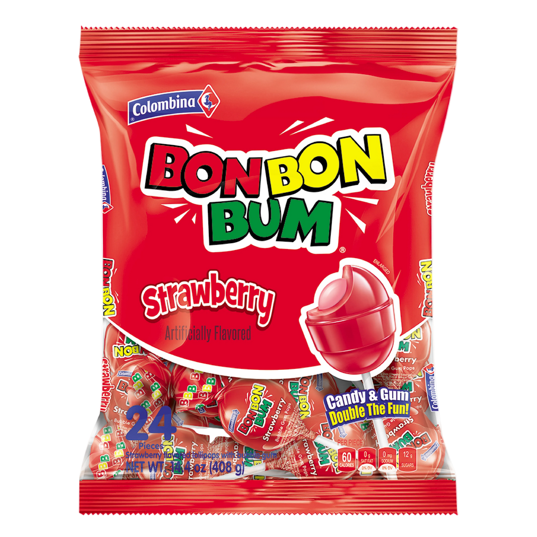 【bonbonero】ボンボネロ シリコンレッド グミボネロ Strawberry Lollipops Bon Bon Bum 24 Ct SUCK AT SOMETHING™ – Colombina