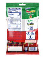 Load image into Gallery viewer, Back package view of Watermeleon Bon Bon Bum bubble with Tajin Chile Lime. 4 pieces 4-count pack. Gluten-free, no HFCS. Made by Colombina.
