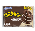 Load image into Gallery viewer, Front package view of Brinky Chocolate sandwich cookies. 12 packs, 4 cooklies per pack. 13.97 oz.
