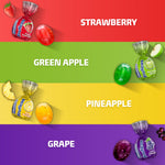 Load image into Gallery viewer, Colombina Assorted Fruit-Filled Candy 5 lb bag includes individually wrapped pieces in strawberry, pineapple, green apple, and grape.
