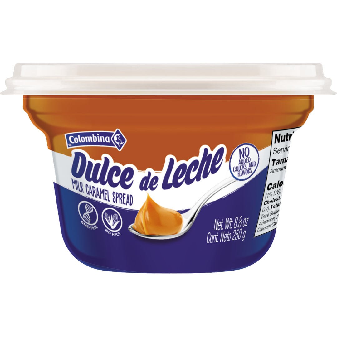 Front view package of Dulce de Leche Milk Caramel Spread in an 8.8 oz jar. 