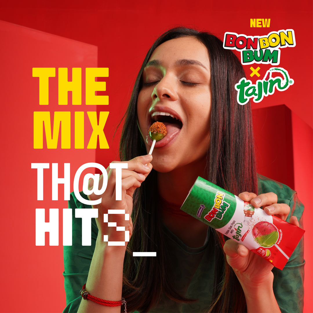 Bon Bon Bum x Tajín Limited Edition Bubble Gum Lollipops 4-Pack |  Passion Fruit & Watermelon Flavors with Chile-Lime Powder