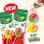 Load image into Gallery viewer, Bon Bon Bum x Tajín Limited Edition Bubble Gum Lollipops - 20 ct bag| Passion Fruit &amp; Watermelon Flavors with Chile-Lime Powder

