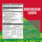 Load image into Gallery viewer, Nutrition facts label for Watermelon Bon Bon Bum lollipops. Always check the product packaging for the most accurate and up-to-date ingredient, allergen, and nutrition details.
