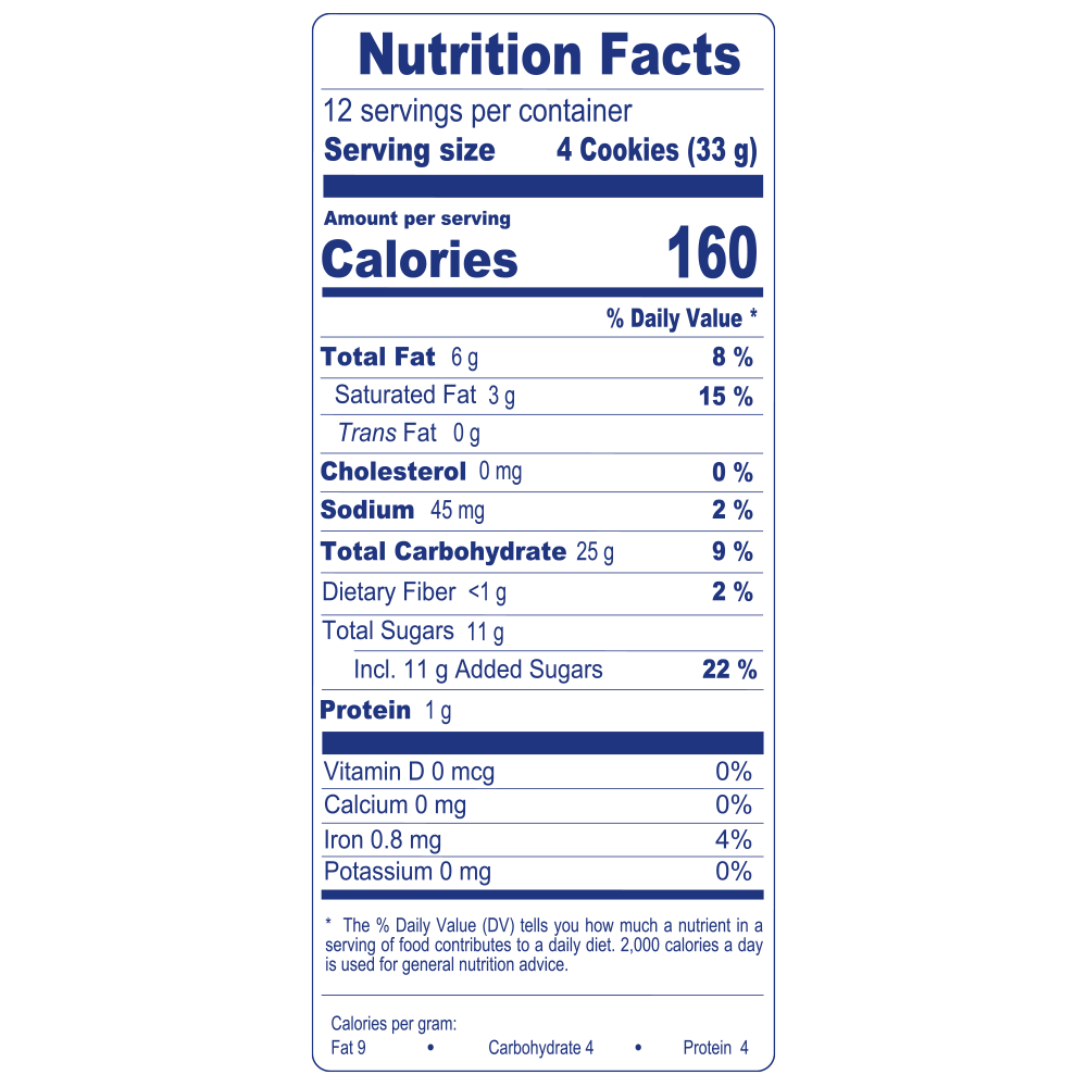 Nutrition facts and ingredients of Brinky Vanilla sandwich cookies 13.97 oz. Includes 12 individually wrapped packs. Made by Colombina. 
