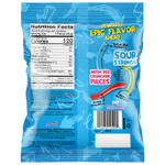 Load image into Gallery viewer, Back package view of ChewzMe chewin sour sticks. Strawberry, blue raspberry, and watermelon flavors. Individually wrapped, 6 oz. 

