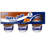A 6-pack of Dulce de Leche Milk Caramel Spread by Colombia, featuring three individual cups.