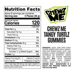 Load image into Gallery viewer, Nutrition facts and ingredients label for ChewzMe Tangy Turtlz Gummies.For full ingredient, allergen, and nutritional details, always refer to the product packaging.

